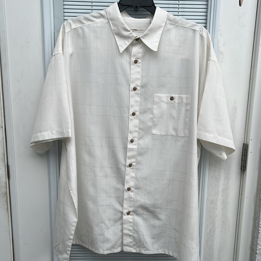 MODA CAMPIA MODA Cream Lightweight Short Sleeve Button Down Shirt SZ: 3X